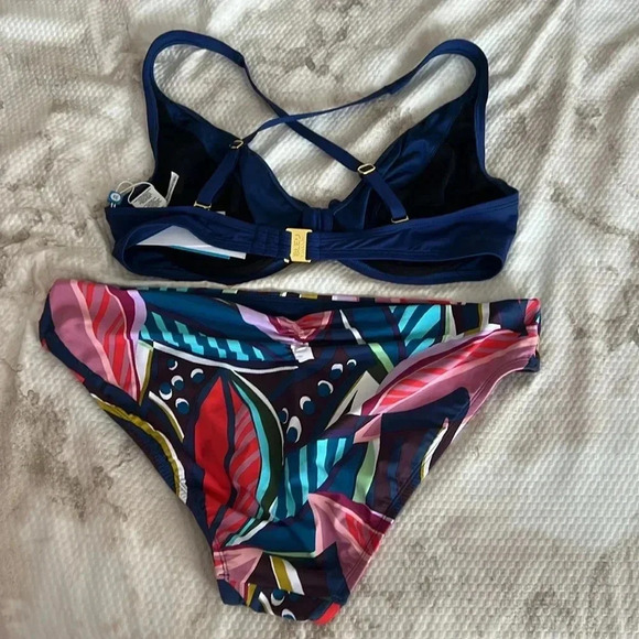 BLEU ROD BEATTIE Kore Tie Front Bikini Top Size 36D and Bikini Bottom Size 12 - Picture 11 of 12